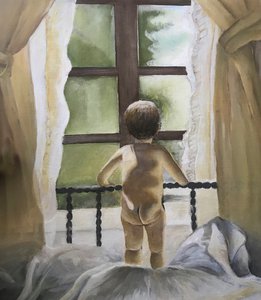 Ребёнок,смотрящий в окно