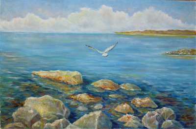 Морской пейзаж с чайкой