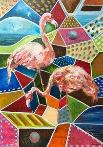 Фламинго в абстракции