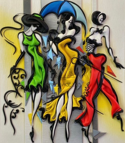 Картина из кожи « Три Грации»