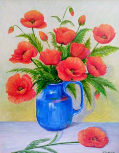 Маки в синем кувшине