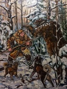 Зимняя охота на медведя.