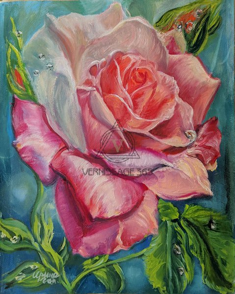 Роза в каплях дождя