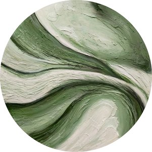 Круглая абстрактная  зелёная картина