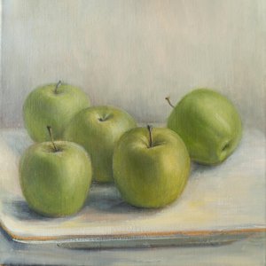 Натюрморт с зелёными яблоками