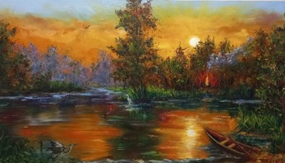 Закат на озере.