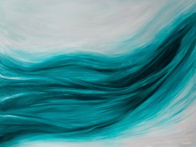 Бирюзовая абстрактная картина на холсте