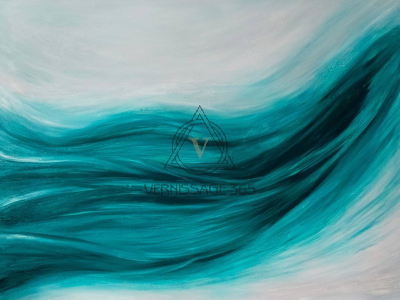 Бирюзовая абстрактная картина на холсте