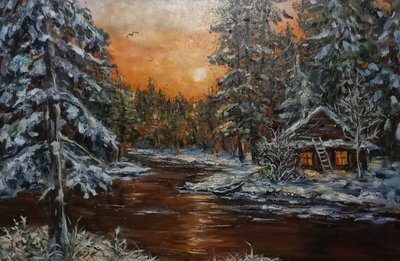 Домик в зимнем лесу