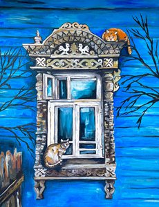 Два кота у окна